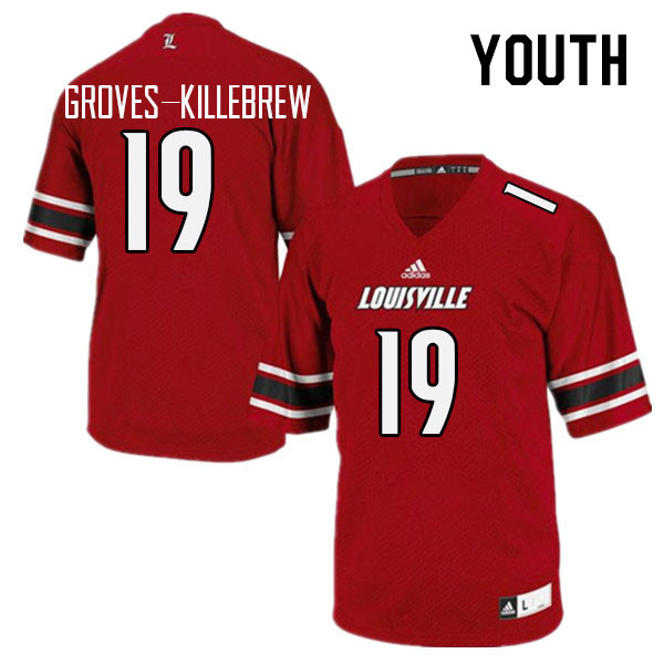 Youth #19 Marquis Groves-Killebrew Louisville Cardinals College Football Jerseys Stitched Sale-Red